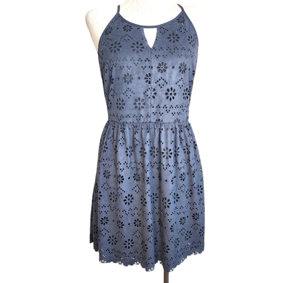 LC Lauren Conrad Blue Very Soft Raw Hem Sleeveless Cutout Women's Dress Size M - Picture 1 of 7